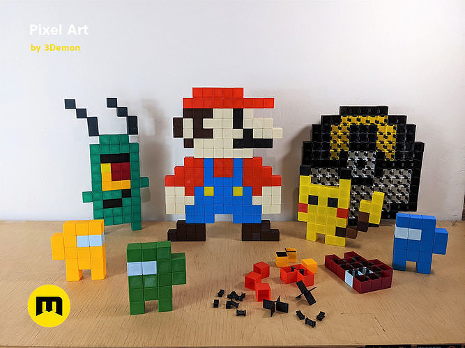 Pixel Art Building Blocks Free 3D print model