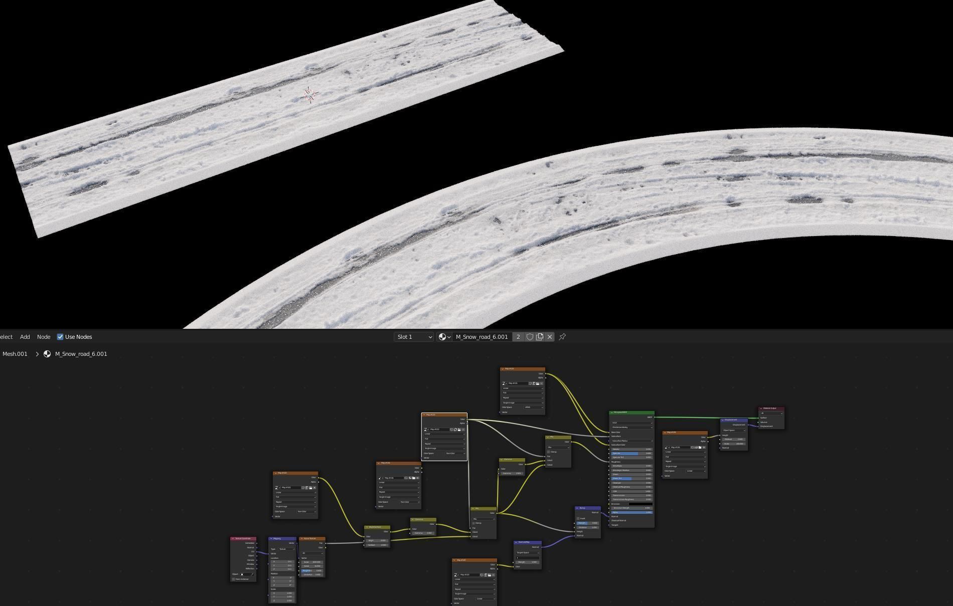 Snowy asphalt road 3D model_5