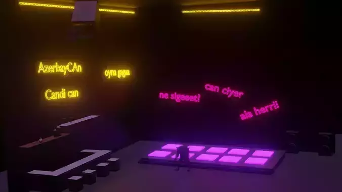3d disco room with neon lights