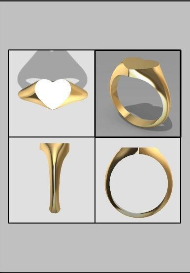 Signet Ring heart 3D print model_3