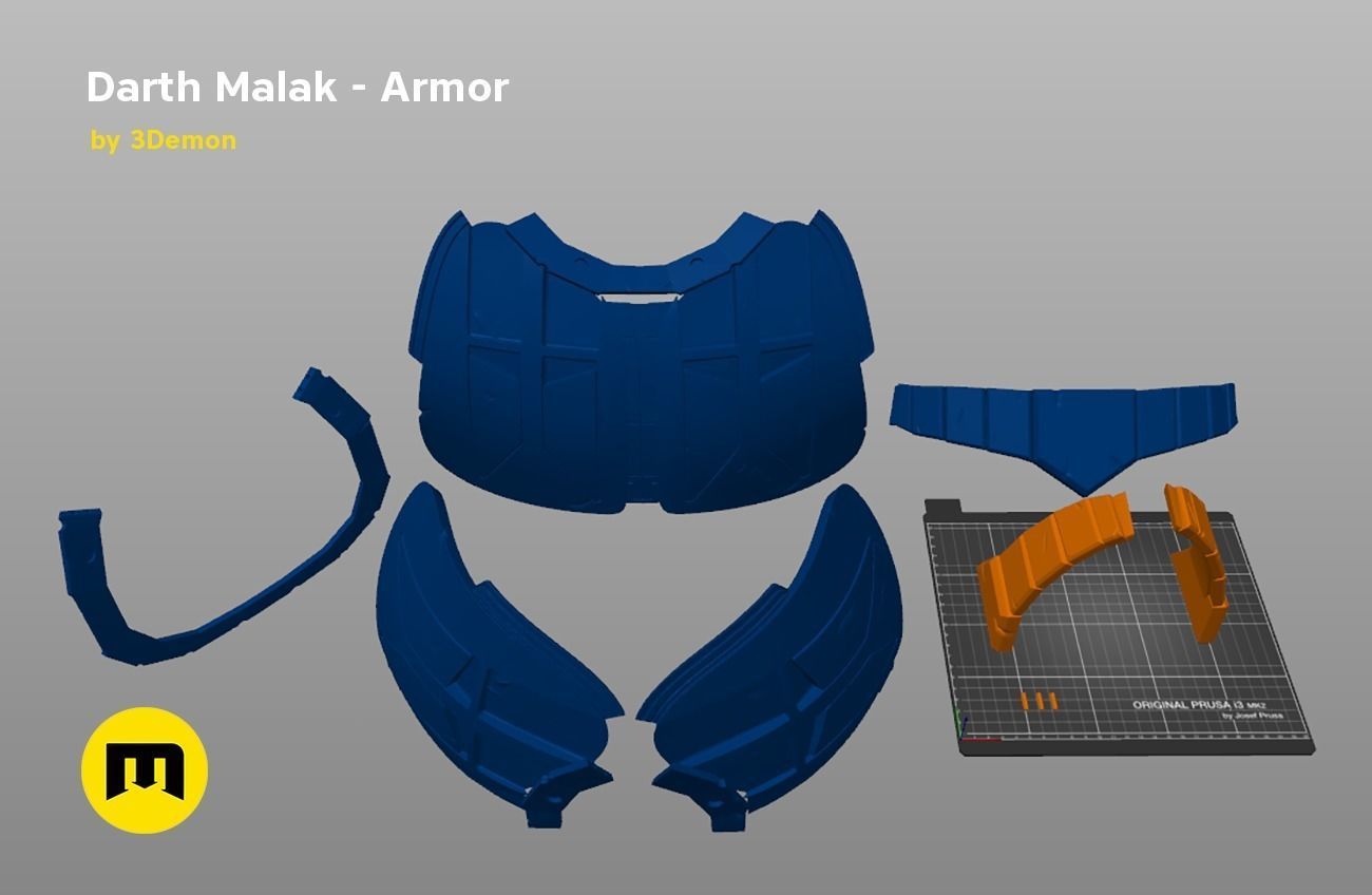 Darth Malak - Armor and Lightsaber Set 3D print model_10