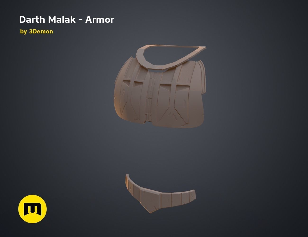 Darth Malak - Armor and Lightsaber Set 3D print model_27