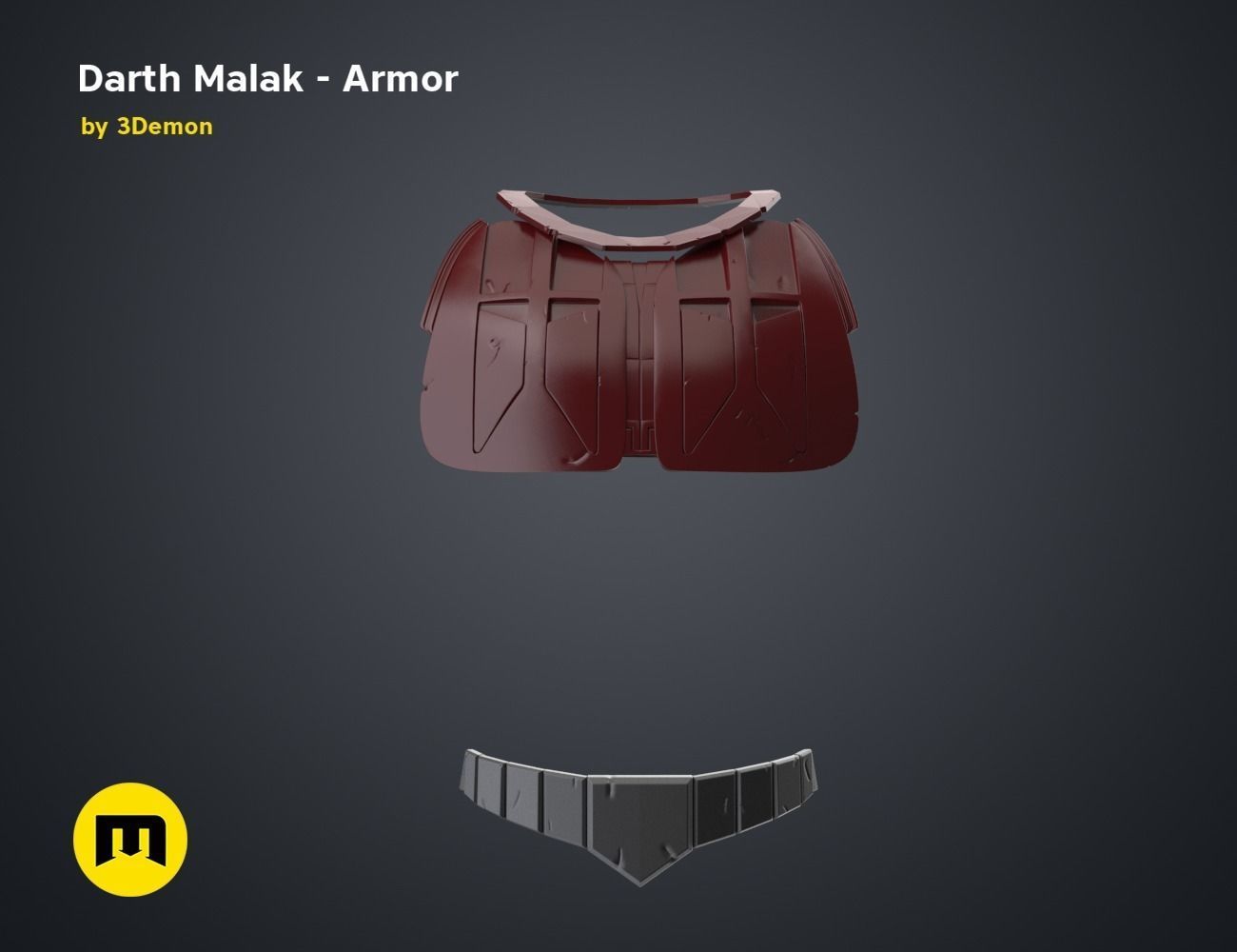 Darth Malak - Armor and Lightsaber Set 3D print model_24