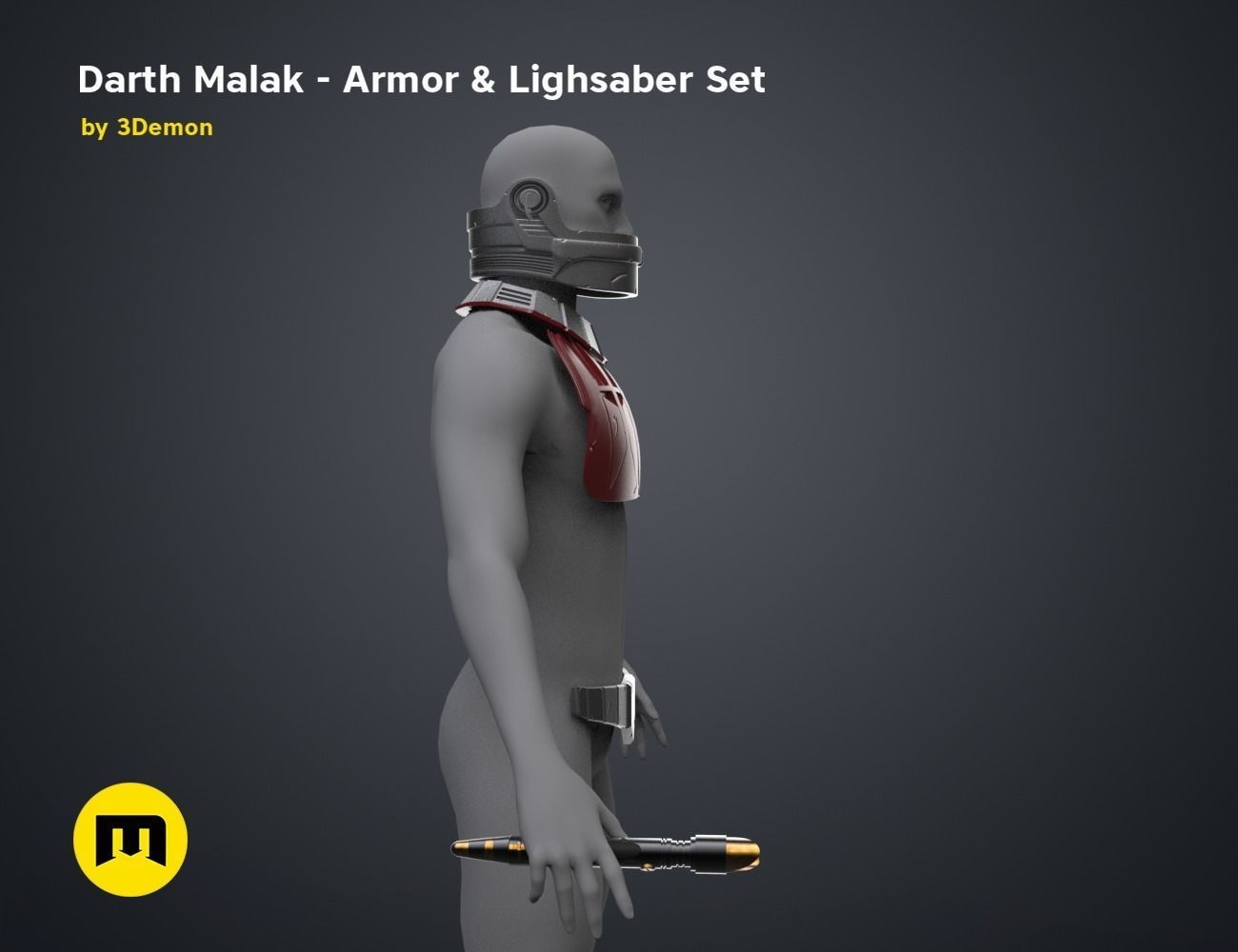 Darth Malak - Armor and Lightsaber Set 3D print model_3