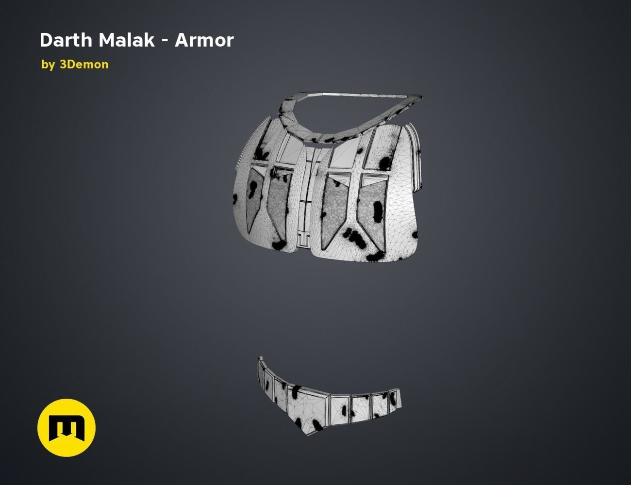 Darth Malak - Armor and Lightsaber Set 3D print model_28