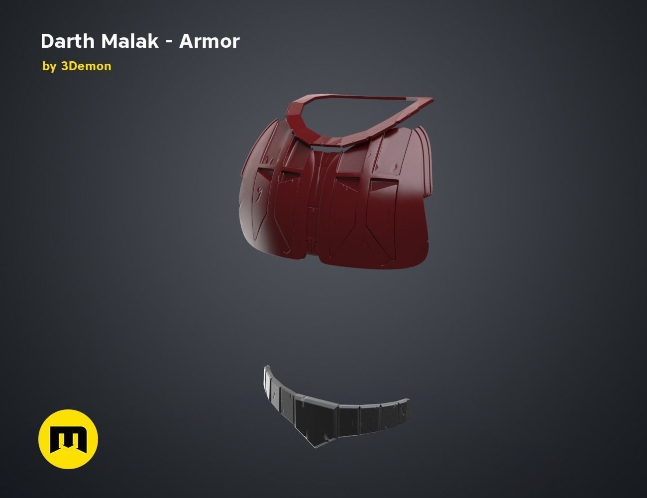 Darth Malak - Armor and Lightsaber Set 3D print model_7