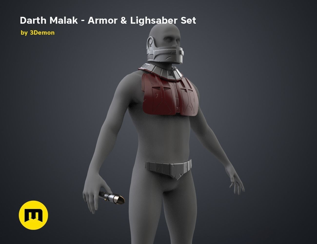 Darth Malak - Armor and Lightsaber Set 3D print model_1