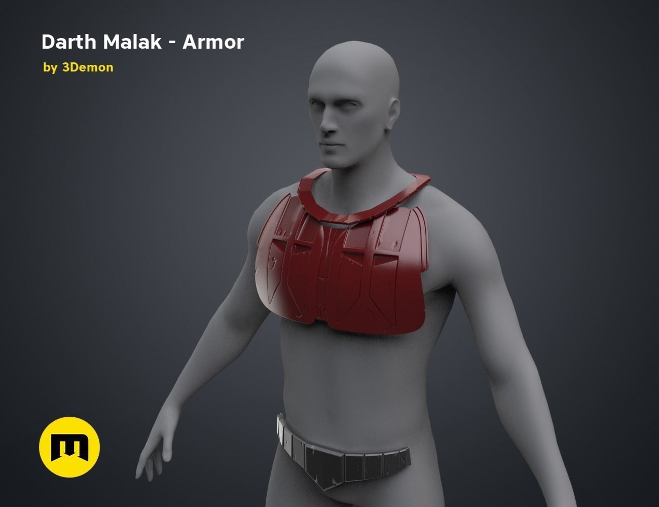 Darth Malak - Armor and Lightsaber Set 3D print model_23