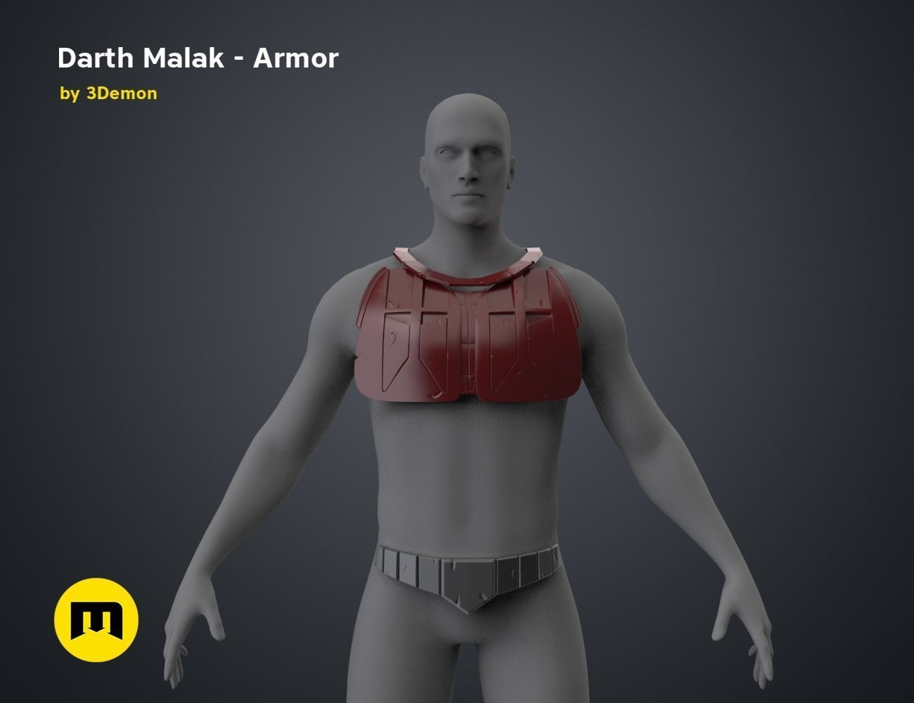 Darth Malak - Armor and Lightsaber Set 3D print model_25