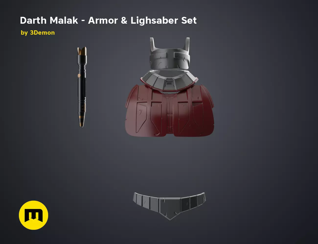Darth Malak - Armor and Lightsaber Set 3D print model_0