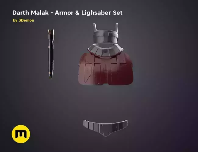 Darth Malak - Armor and Lightsaber Set 3D print model