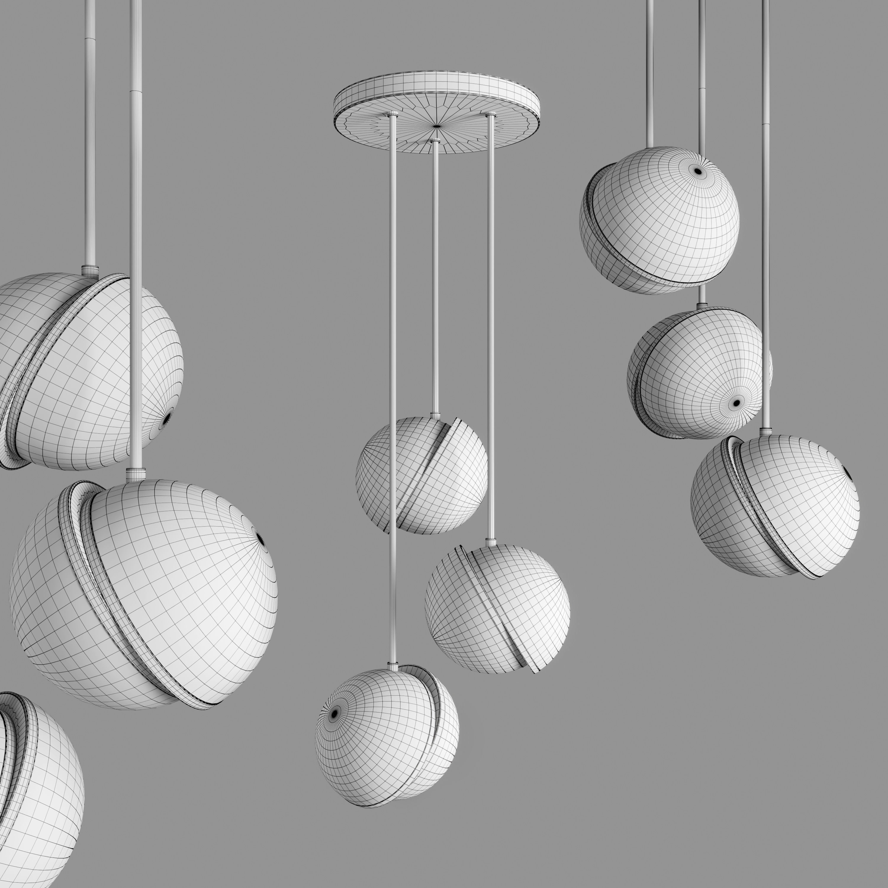 Lee Broom MINI CRESCENT CHANDELIER 3 PIECE Low-poly 3D model_1