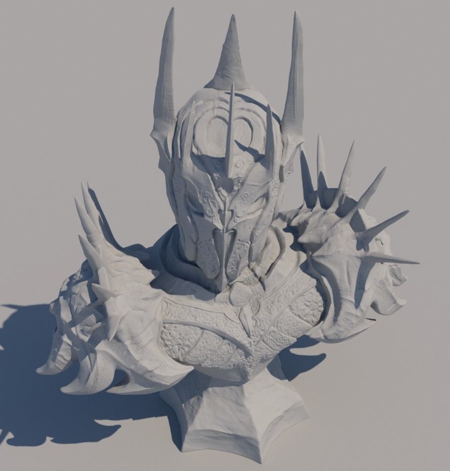 Sauron bust with spikes 3D print model_3