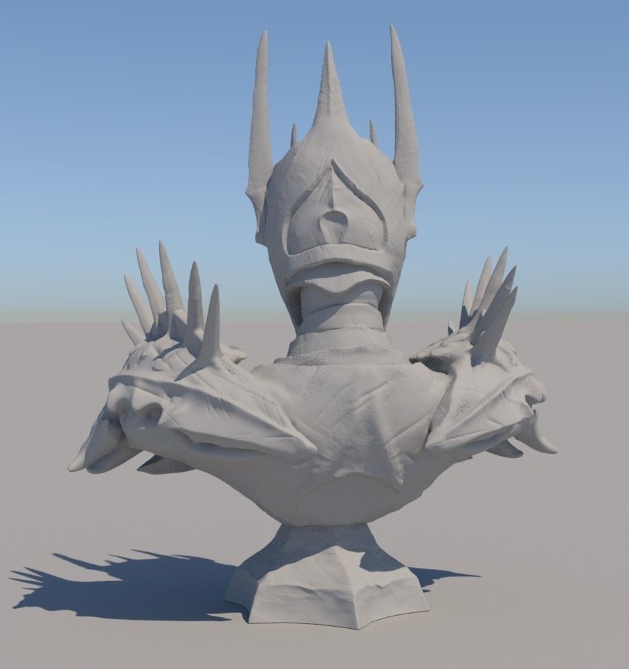 Sauron bust with spikes 3D print model_2