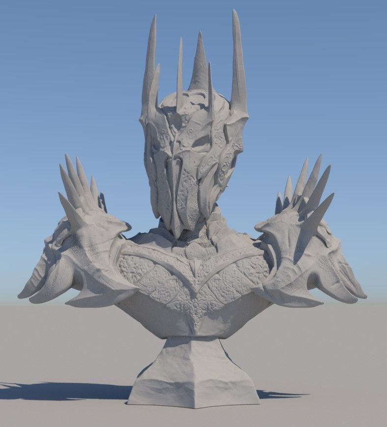 Sauron bust with spikes 3D print model_1
