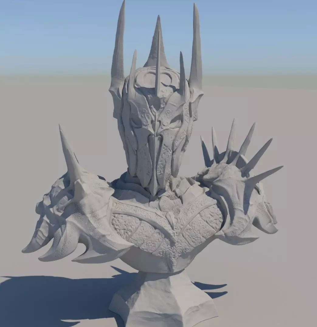 Sauron bust with spikes 3D print model_0