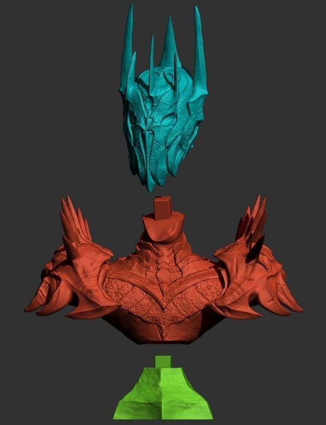 Sauron bust with spikes 3D print model_4