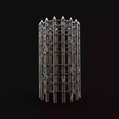 LOCKER CAGE FARM ANIMAL HUMAN WAGON WOODEN PRISONER AAA VILLAGE Low-poly 3D model
