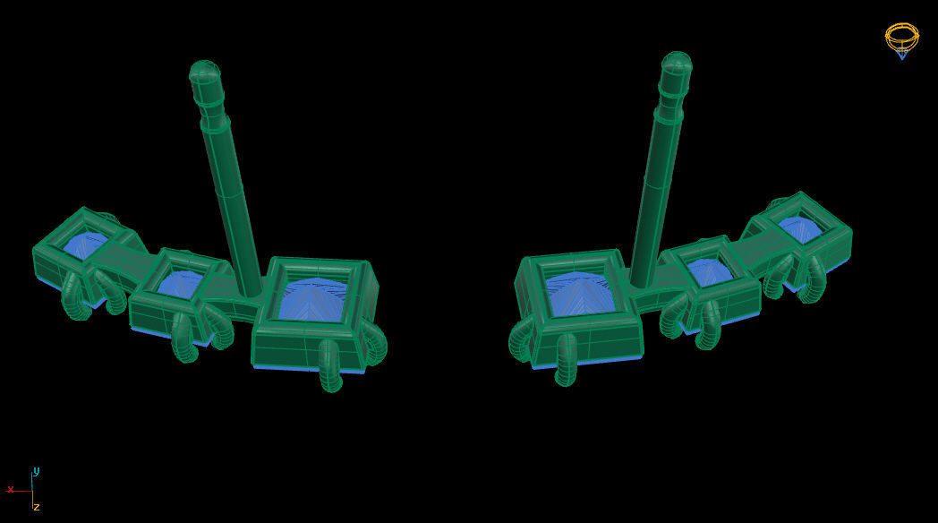 Three Square Princess Gems Earring 3D print model_8