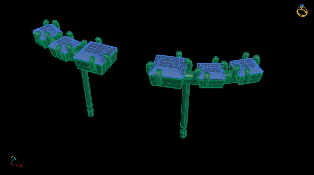 Three Square Princess Gems Earring 3D print model_7