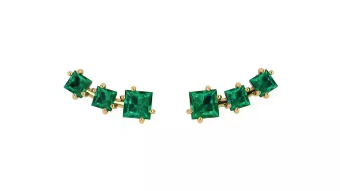 Three Square Princess Gems Earring