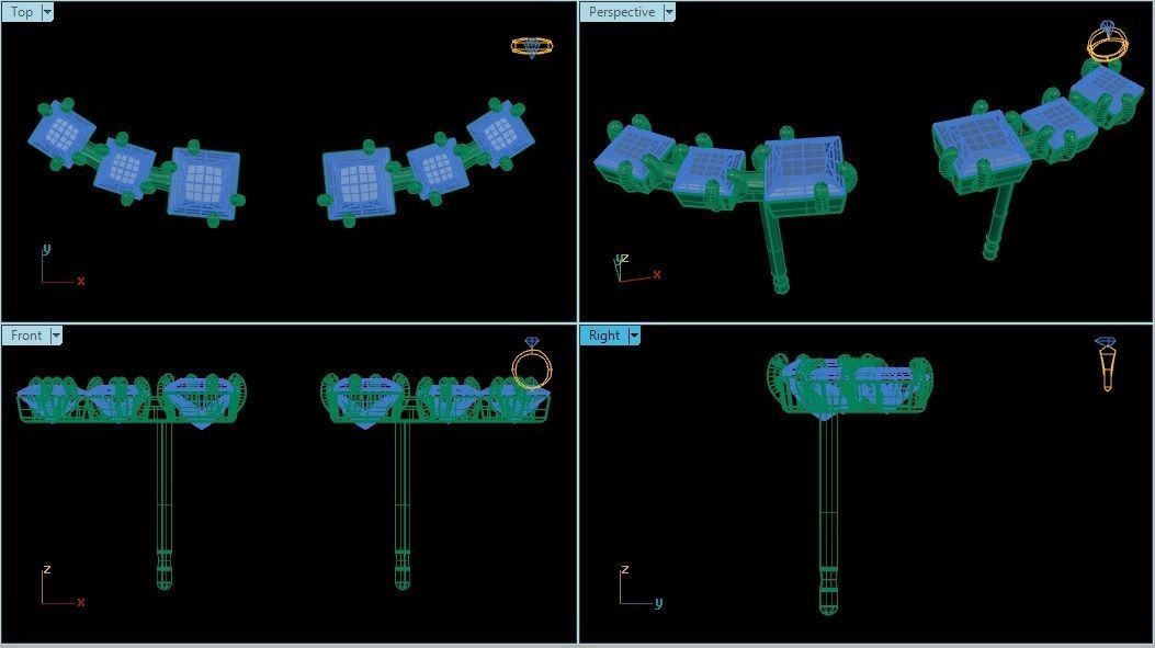 Three Square Princess Gems Earring 3D print model_1
