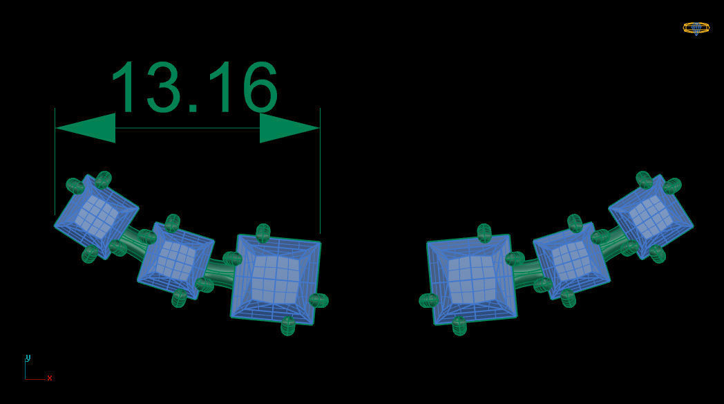 Three Square Princess Gems Earring 3D print model_9