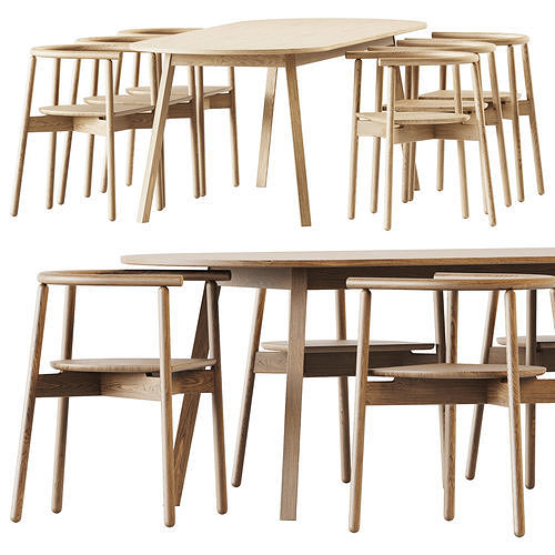 Triangle Leg Table by Hay and Mars Armchair by Branca Lisboa 3D model