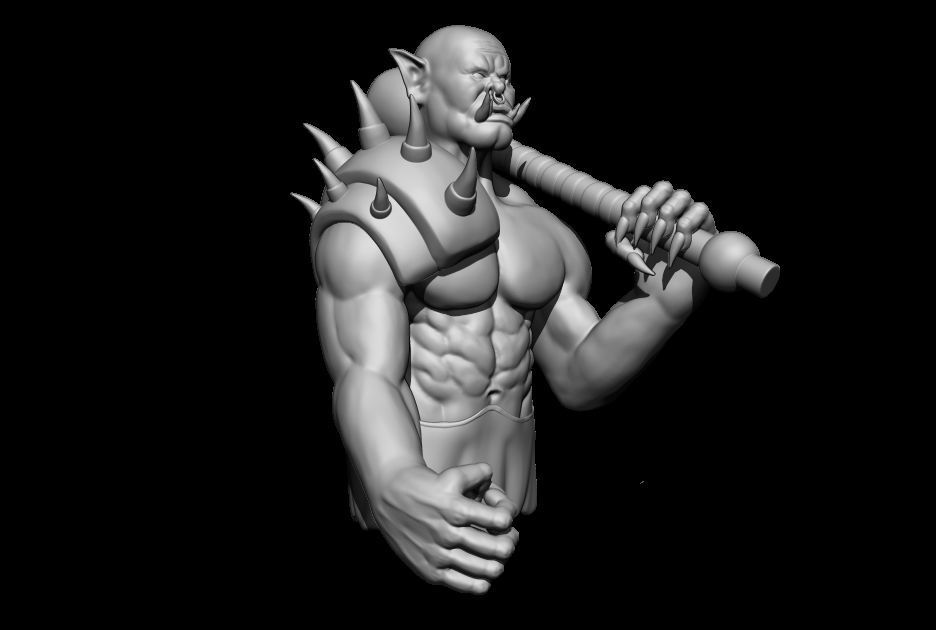 Model Orc statue of demon holding hammer 3D model_1