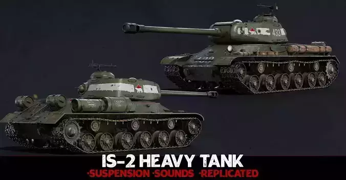 WW2 Tank - IS-2 - Advanced Tank Blueprint UE4 Low-poly 3D model
