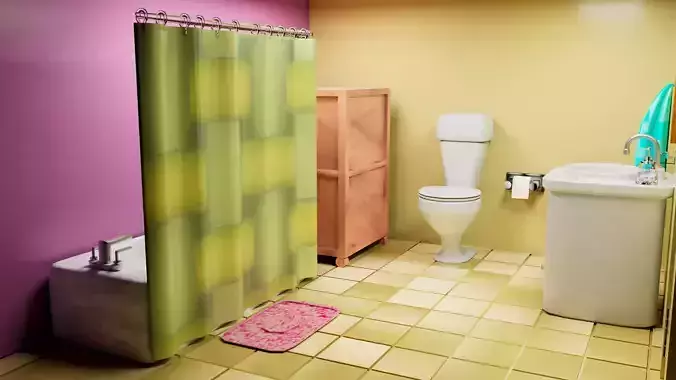 Bathroom model with texture