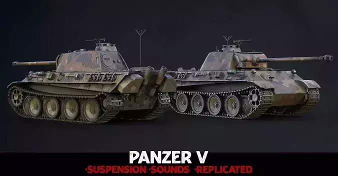 WW2 Tank - Panzer V - Advanced Tank Blueprint UE4 Low-poly 3D model