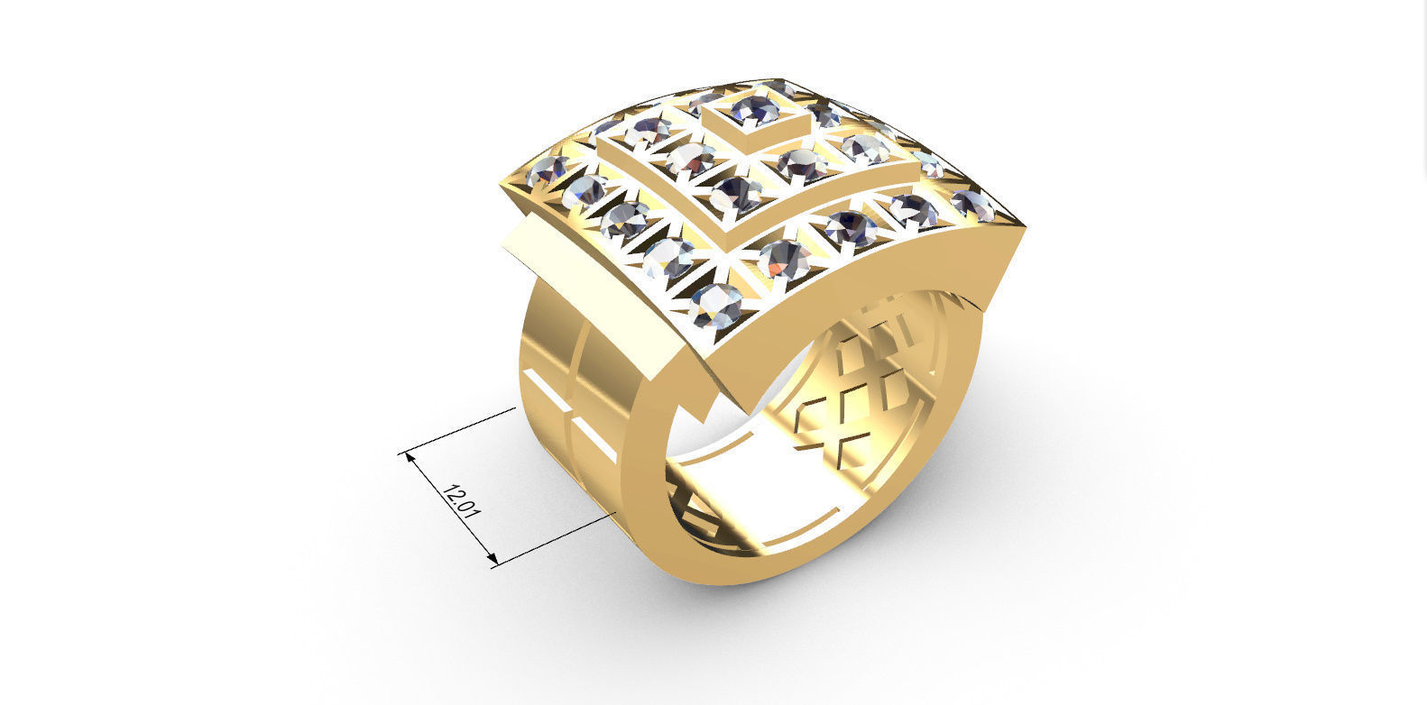 BIG Men ring with Diamonds 3D print model_21