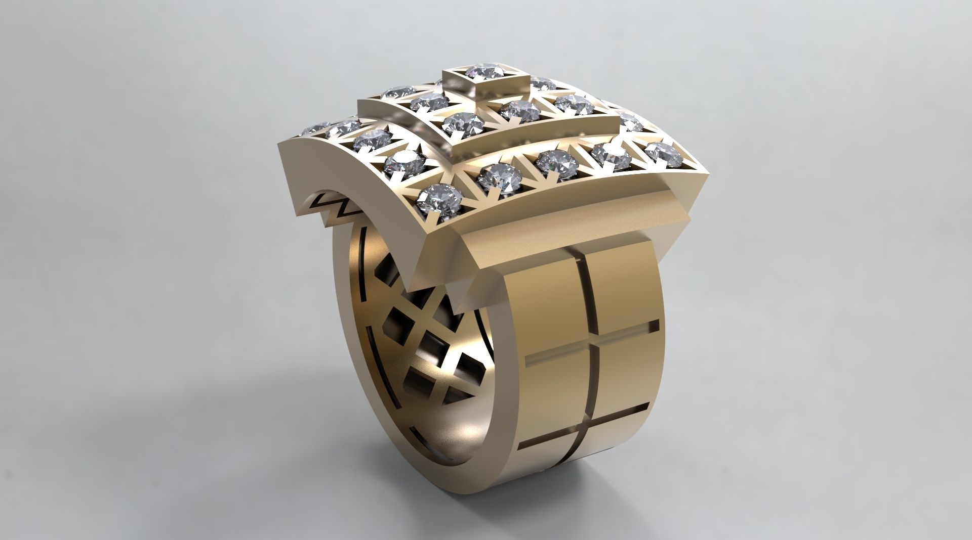 BIG Men ring with Diamonds 3D print model_2