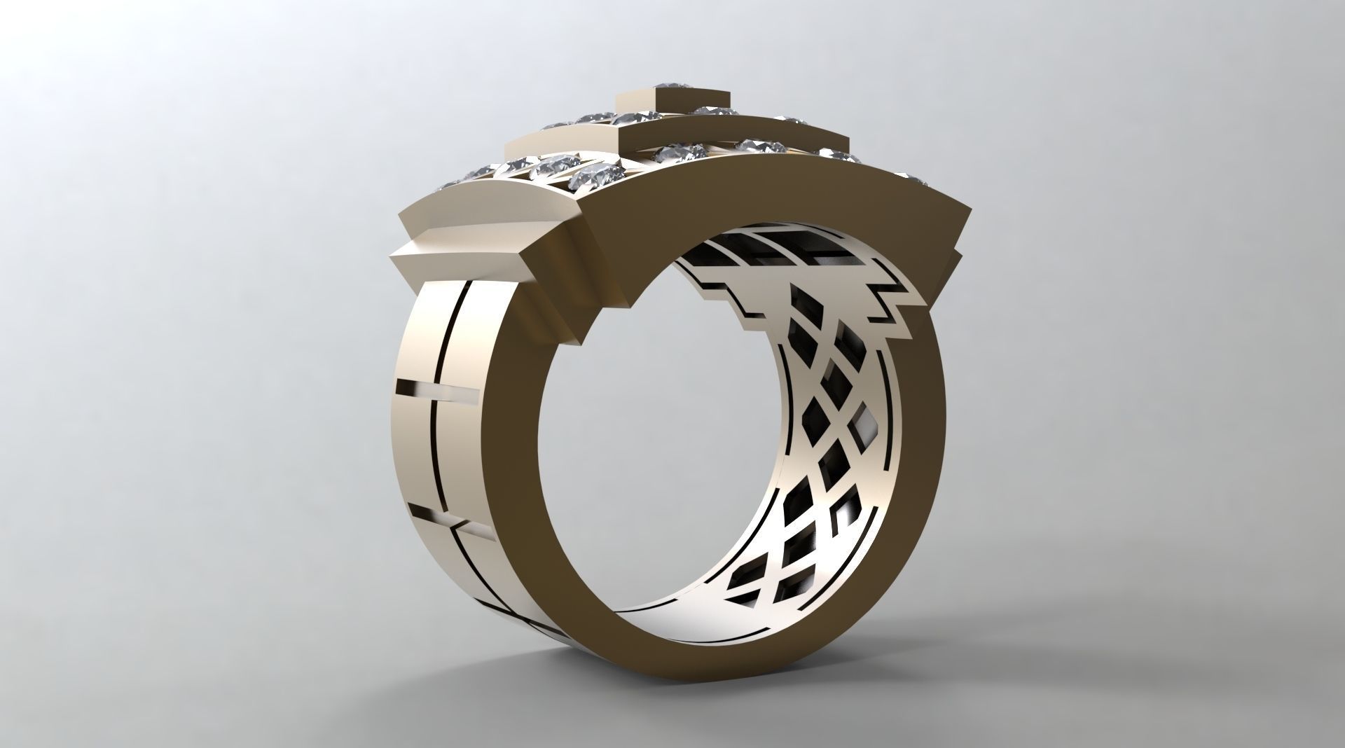 BIG Men ring with Diamonds 3D print model_3