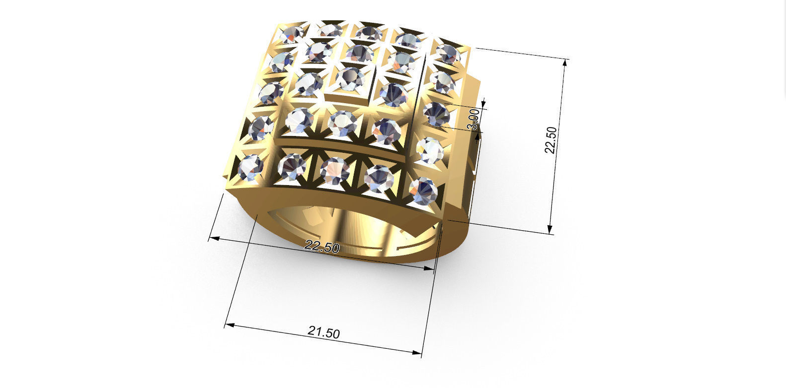 BIG Men ring with Diamonds 3D print model_18