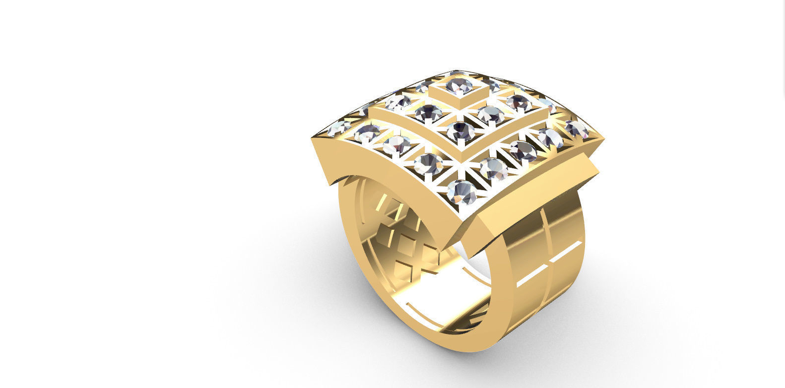 BIG Men ring with Diamonds 3D print model_12