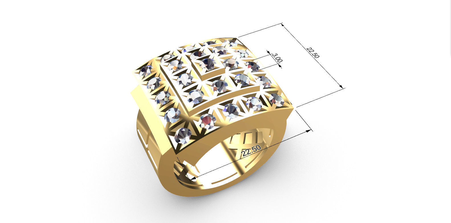 BIG Men ring with Diamonds 3D print model_17