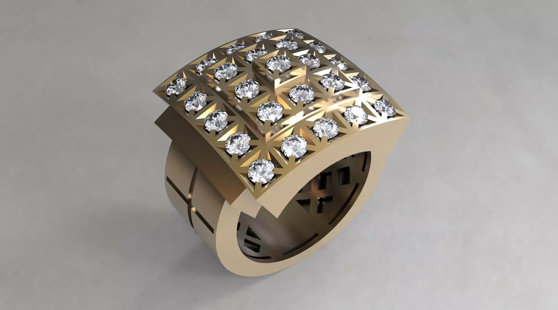 BIG Men ring with Diamonds 3D print model_0