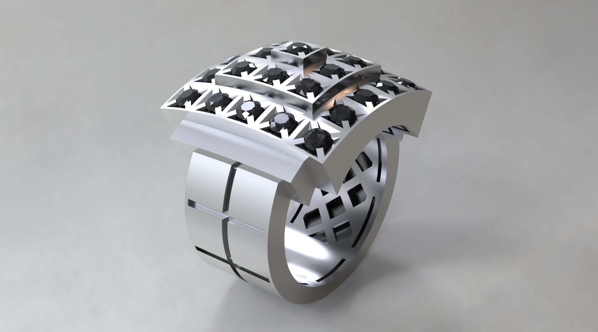 BIG Men ring with Diamonds 3D print model_5