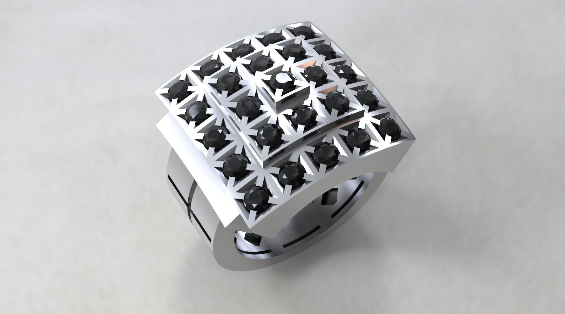 BIG Men ring with Diamonds 3D print model_4