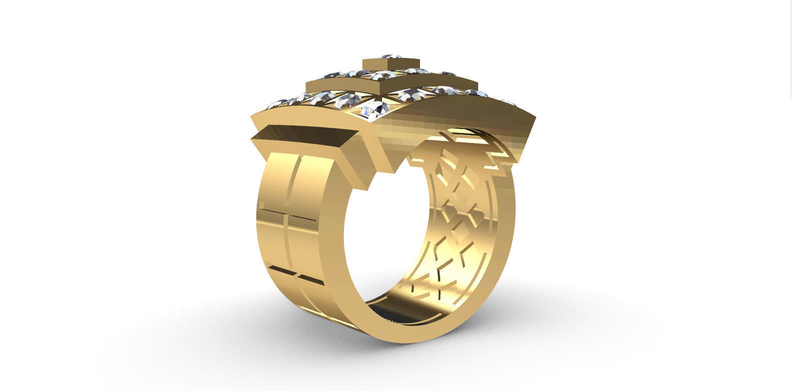 BIG Men ring with Diamonds 3D print model_8
