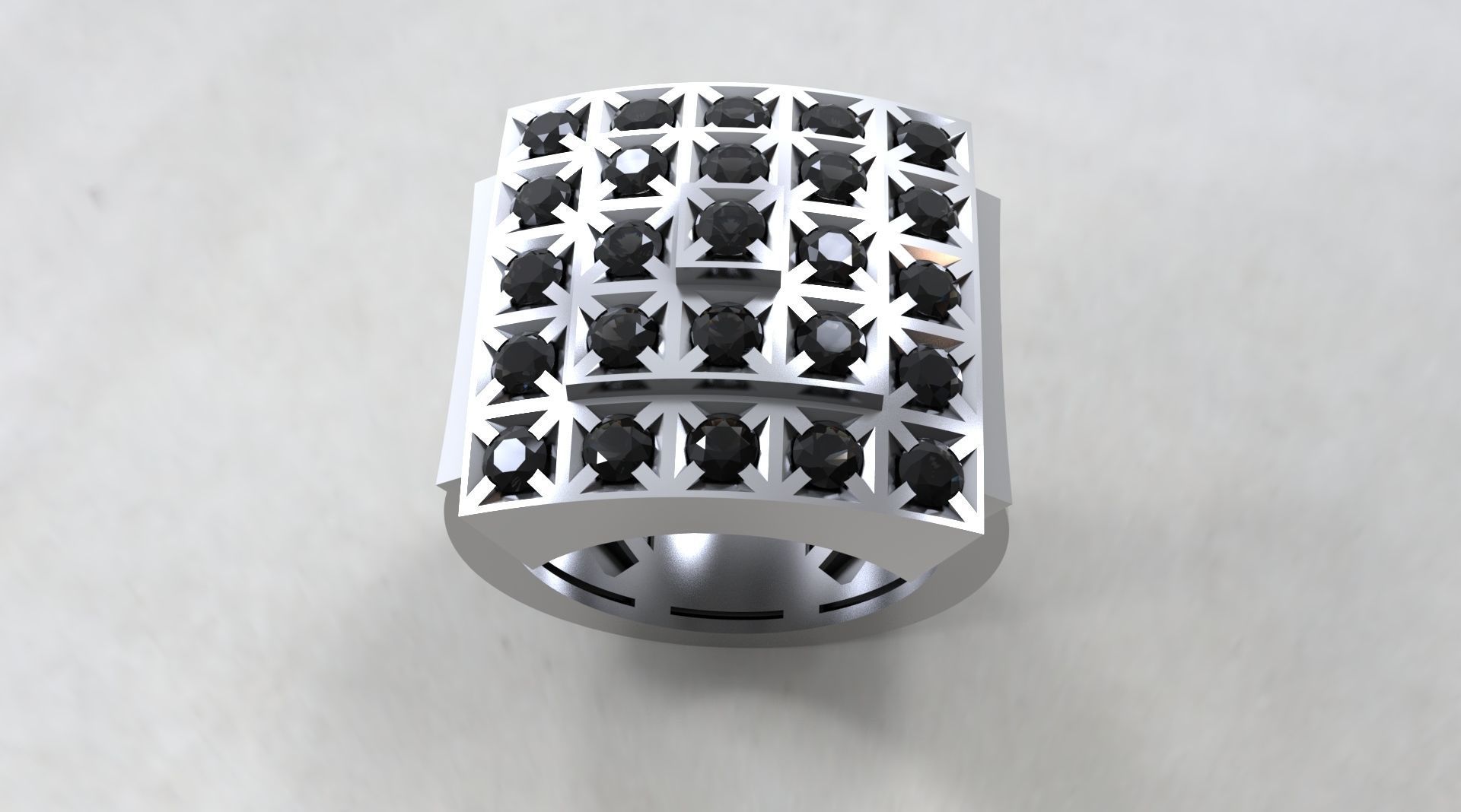 BIG Men ring with Diamonds 3D print model_6