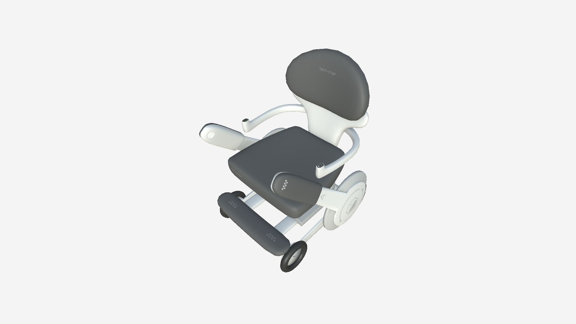 Tech Wheelchair B01 White Gray - Disability Character Design Low-poly 3D model_1