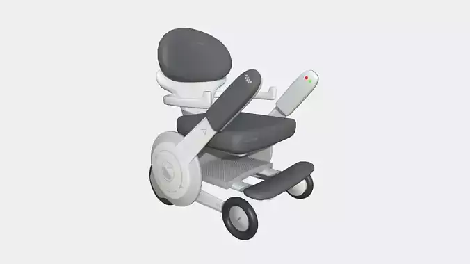 Tech Wheelchair B01 White Gray - Disability Character Design Low-poly 3D model