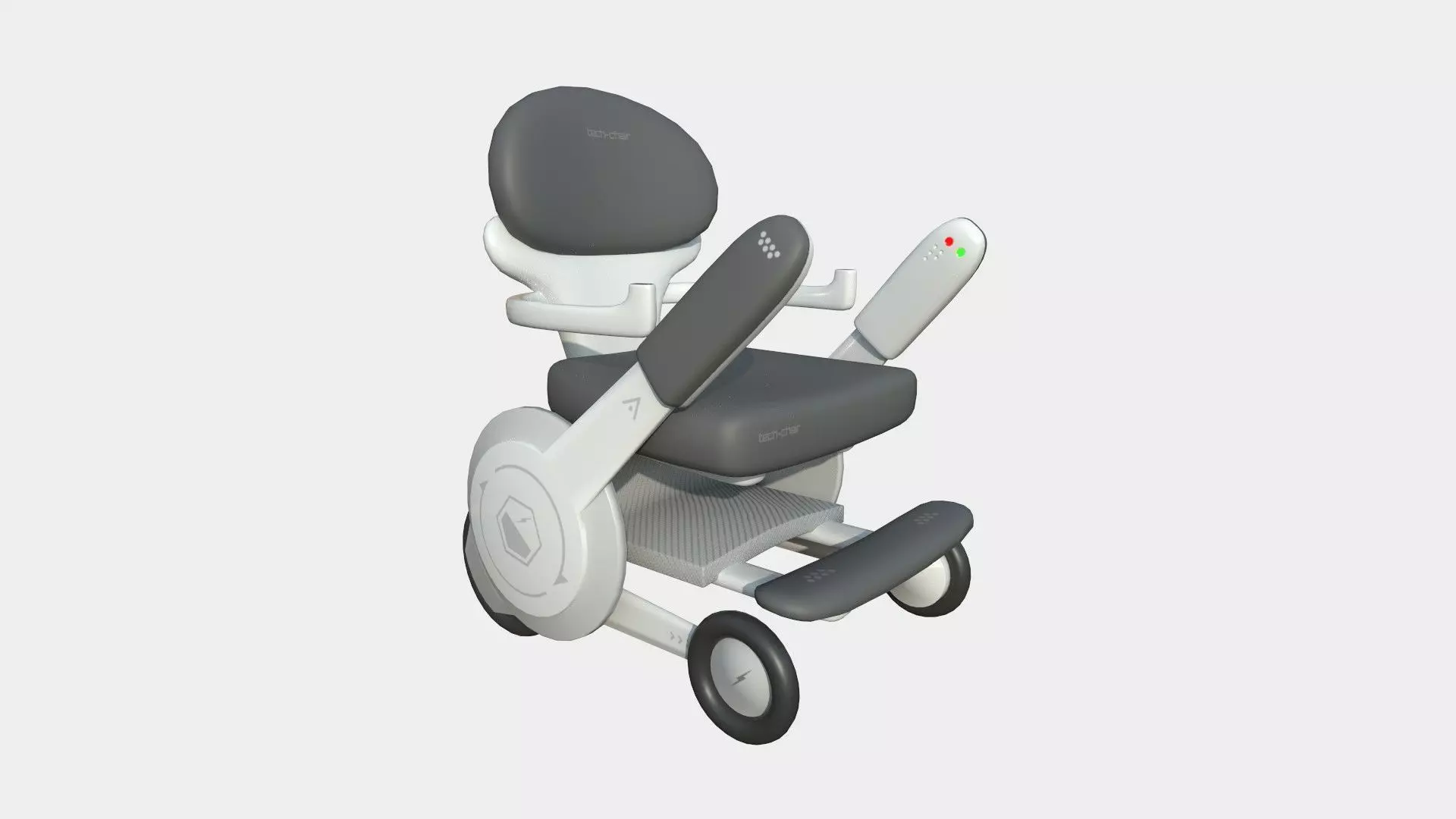 Tech Wheelchair B01 White Gray - Disability Character Design Low-poly 3D model_0
