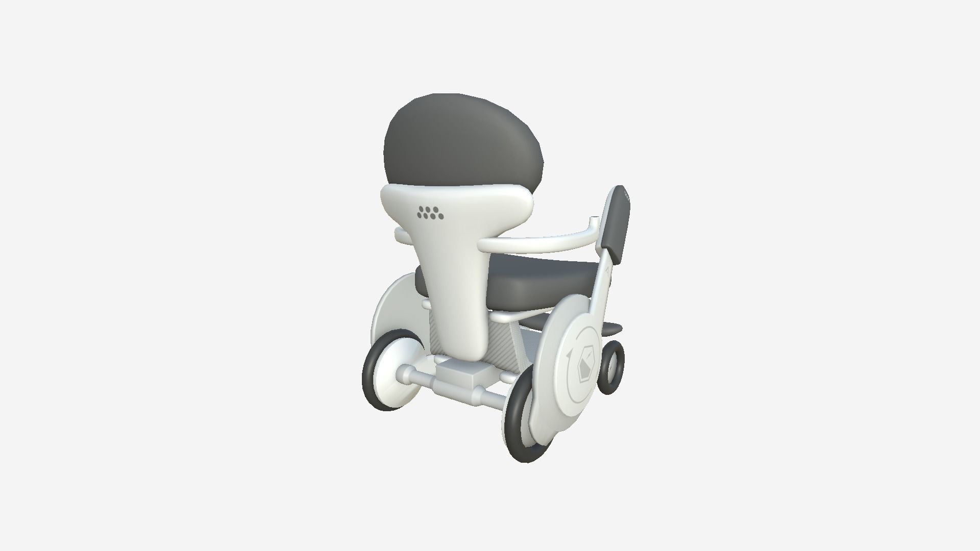 Tech Wheelchair B01 White Gray - Disability Character Design Low-poly 3D model_2