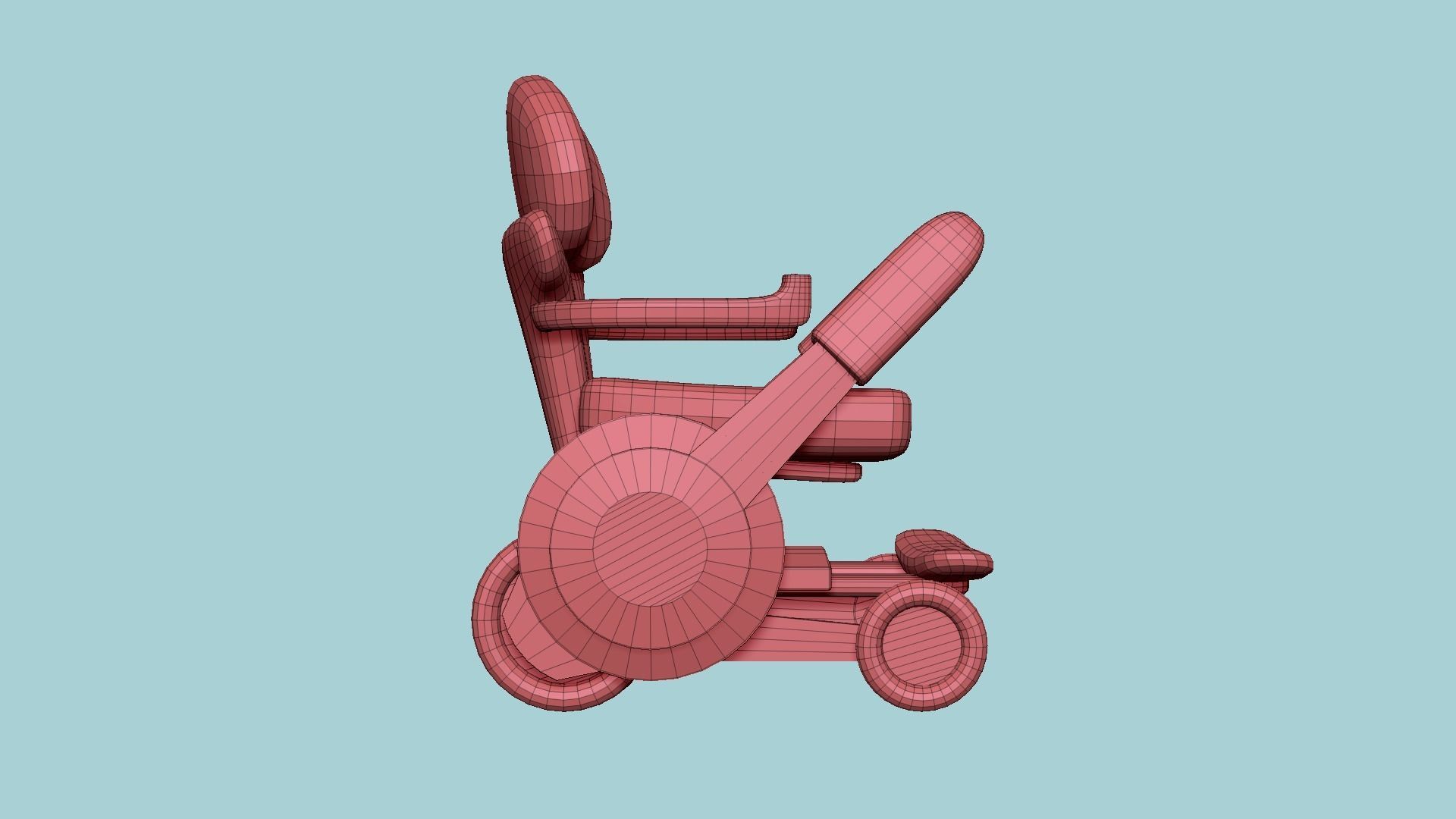 Tech Wheelchair B01 White Gray - Disability Character Design Low-poly 3D model_15