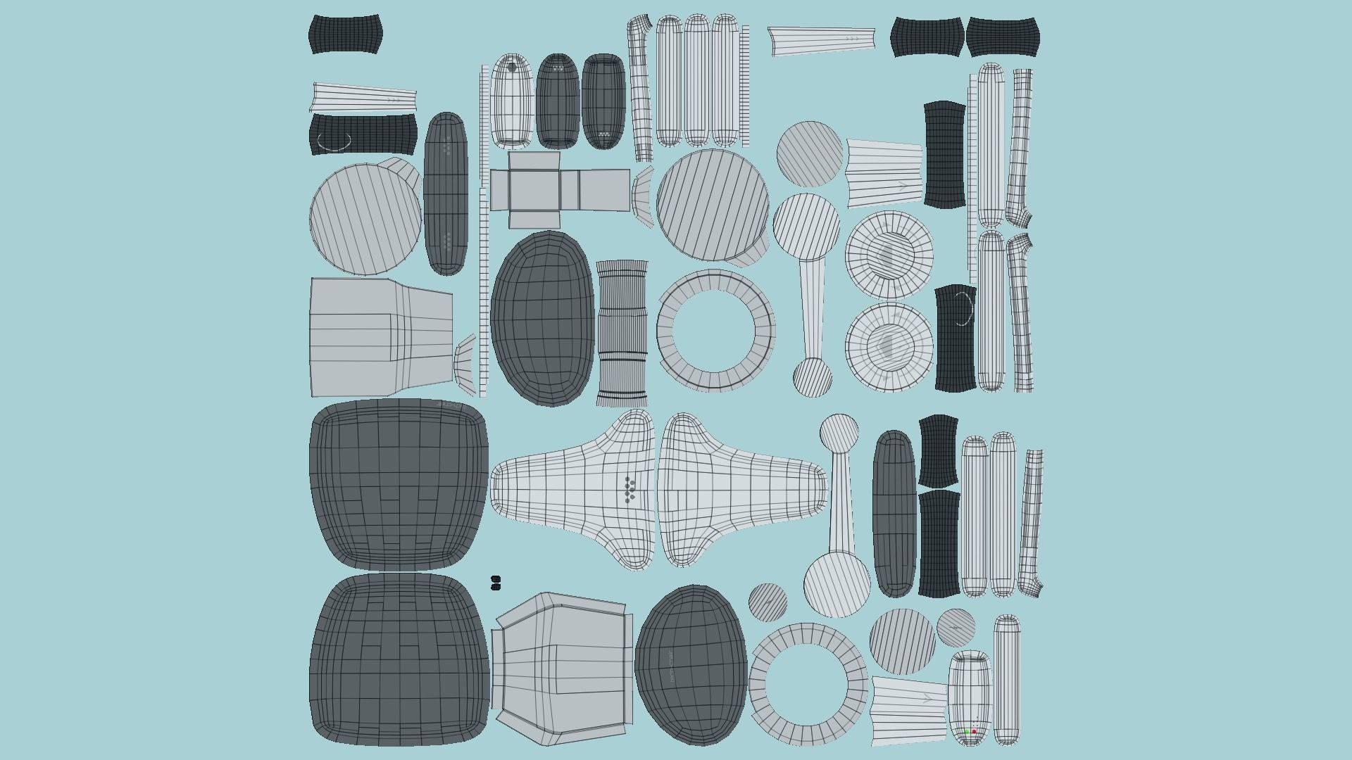 Tech Wheelchair B01 White Gray - Disability Character Design Low-poly 3D model_5