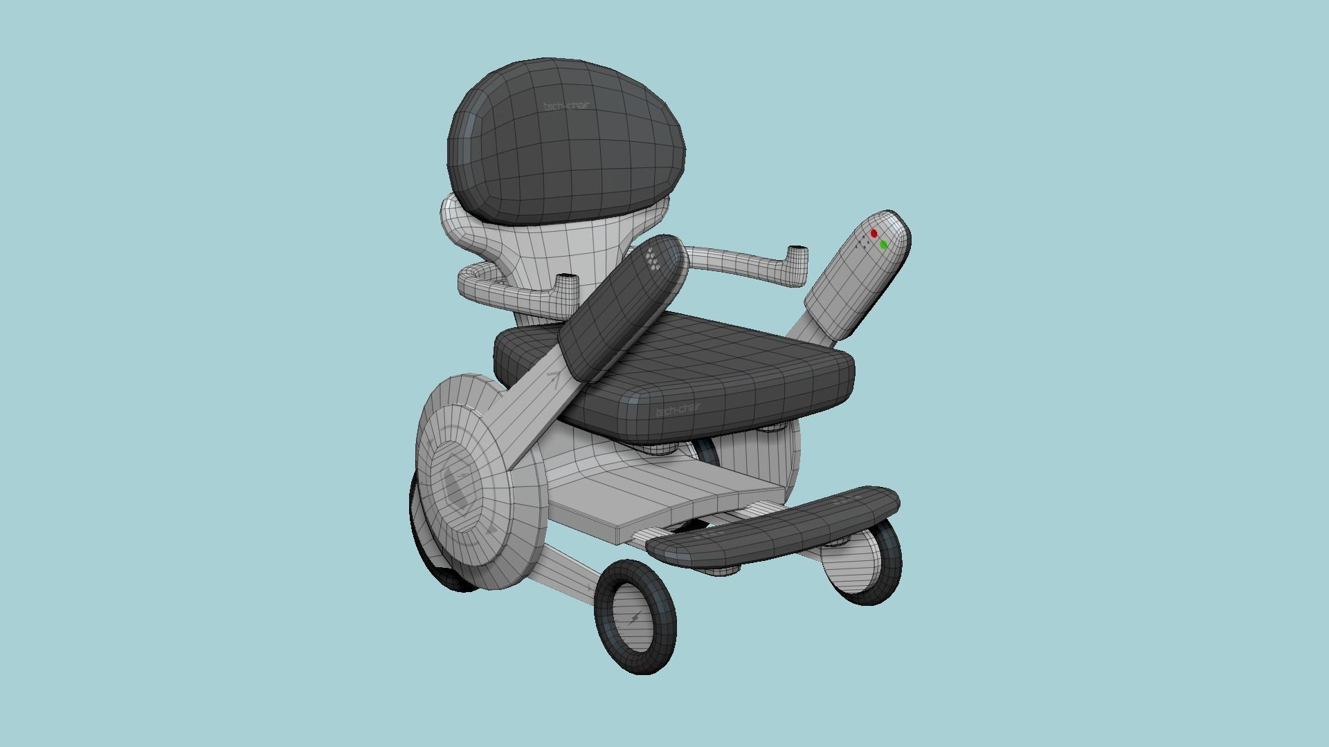 Tech Wheelchair B01 White Gray - Disability Character Design Low-poly 3D model_6